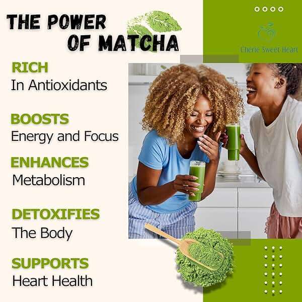 Cherie Sweet Heart Organic Matcha Green Tea Powder - Premium Culinary Grade, Authentic Japanese Origin, Antioxidant-Rich, Gluten-Free, Vegan – Perfect for Lattes, Cooking, Baking & Smoothies – 16oz Resealable Bag - Image 5