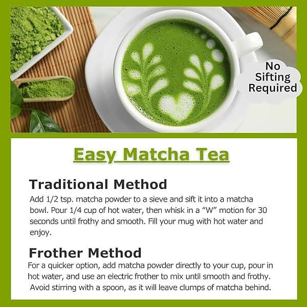 Cherie Sweet Heart Organic Matcha Green Tea Powder - Premium Culinary Grade, Authentic Japanese Origin, Antioxidant-Rich, Gluten-Free, Vegan – Perfect for Lattes, Cooking, Baking & Smoothies – 16oz Resealable Bag - Image 6