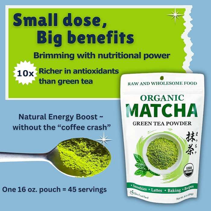 Cherie Sweet Heart Organic Matcha Green Tea Powder - Premium Culinary Grade, Authentic Japanese Origin, Antioxidant-Rich, Gluten-Free, Vegan – Perfect for Lattes, Cooking, Baking & Smoothies – 16oz Resealable Bag - Image 7