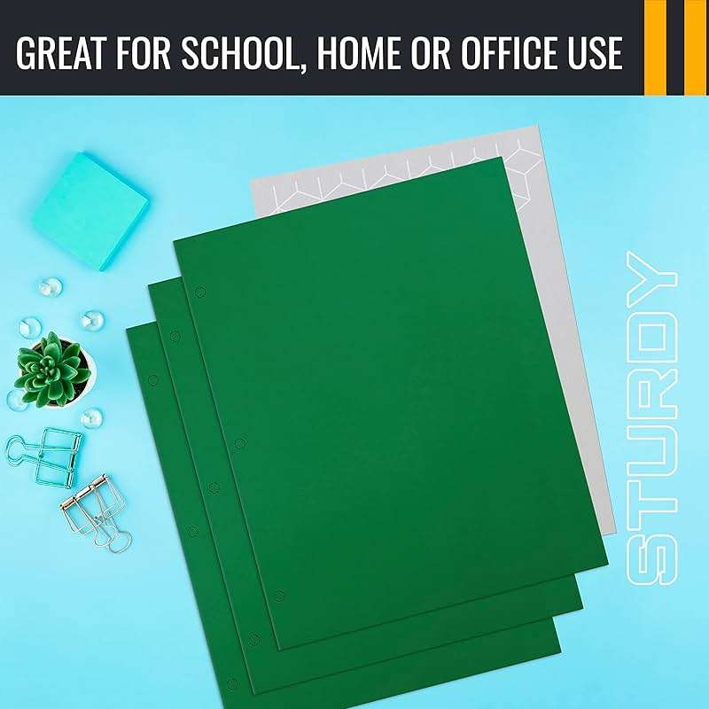 Better Office Products Green Folders, 50 Pack Letter Size Pocket Folders, Green Folders with Pockets, Two Pocket Portfolio Folders, Durable Paper Folders for School Classroom Office Organization - Image 6