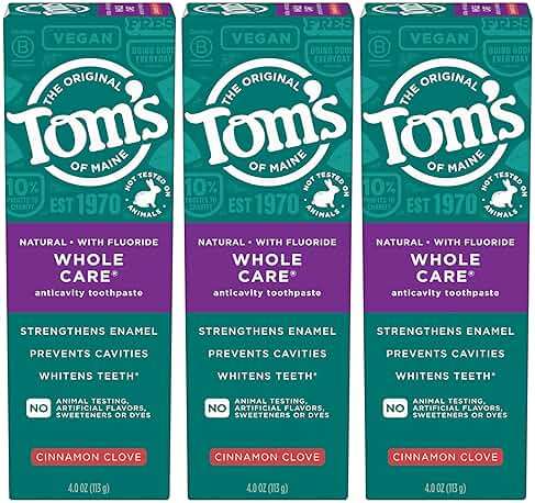 Tom's of Maine Whole Care Natural Toothpaste with Fluoride, Cinnamon Clove, 4.0 oz. 3-Pack (Packaging May Vary) - Image 1