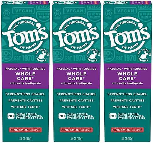 Tom's of Maine Whole Care Natural Toothpaste with Fluoride, Cinnamon Clove, 4.0 oz. 3-Pack (Packaging May Vary) - Image 11