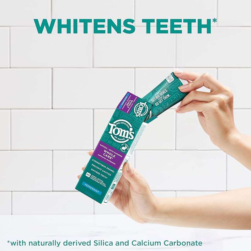 Tom's of Maine Whole Care Natural Toothpaste with Fluoride, Peppermint, 4 oz. 3-Pack (Packaging May Vary) - Image 4
