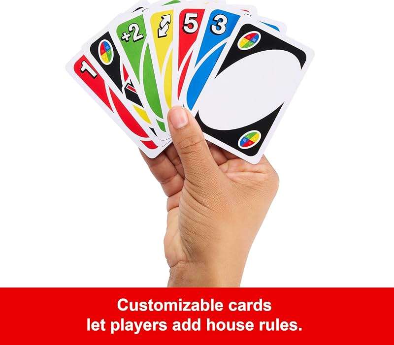 Mattel Games UNO Card Game for Kid, Adult & Family Nights & Parties, Travel & Vacations, Color Blind Accessible & Customizable Deck (Amazon Exclusive) - Image 5