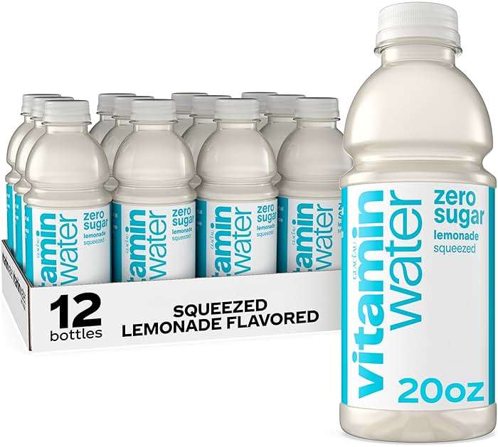 vitaminwater Zero Sugar Squeezed Lemonade Nutrient Enhanced Flavored Water Beverage, 20 fl oz Bottles, 12 pack - Image 1