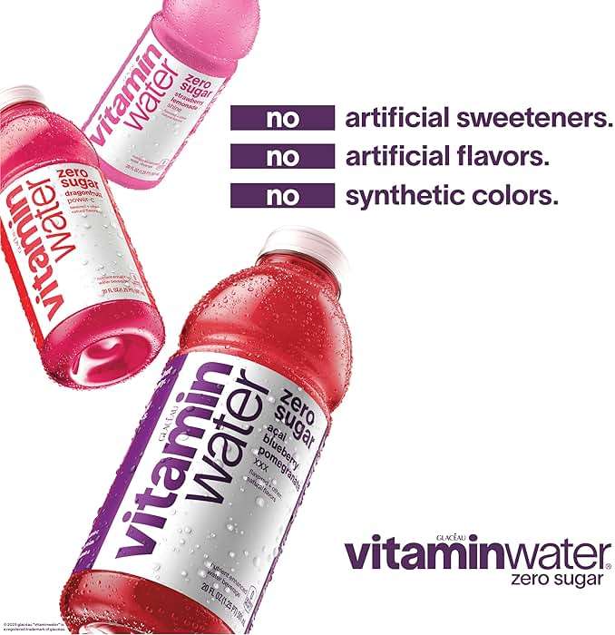 vitaminwater Zero Sugar Squeezed Lemonade Nutrient Enhanced Flavored Water Beverage, 20 fl oz Bottles, 12 pack - Image 2