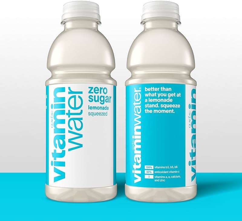 vitaminwater Zero Sugar Squeezed Lemonade Nutrient Enhanced Flavored Water Beverage, 20 fl oz Bottles, 12 pack - Image 3