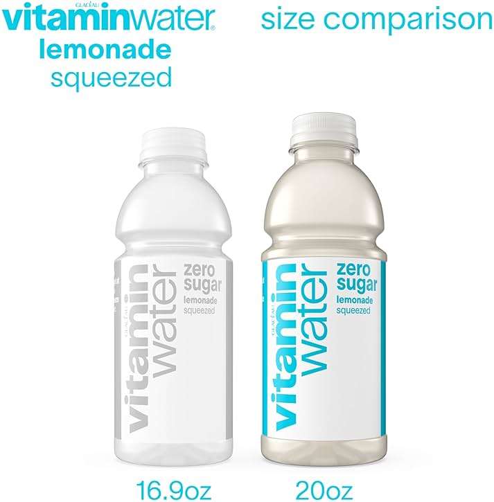 vitaminwater Zero Sugar Squeezed Lemonade Nutrient Enhanced Flavored Water Beverage, 20 fl oz Bottles, 12 pack - Image 6