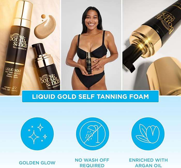 Bondi Sands Liquid Gold Self Tanning Foam | Lightweight + Quick Dry Foam Enriched with Argan Oil, Provides a Hydrated Streak-Free Tan | 6.76 Oz/200 mL - Image 4