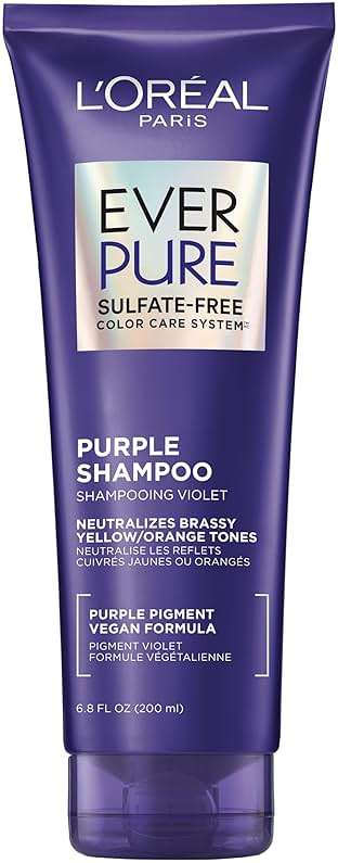 L’Oreal Paris Sulfate Free Brass Toning Purple Shampoo for Blonde, Bleached, Silver, or Brown Highlighted Hair, EverPure, 6.8 Fl Oz (Packaging May Vary) - Image 1