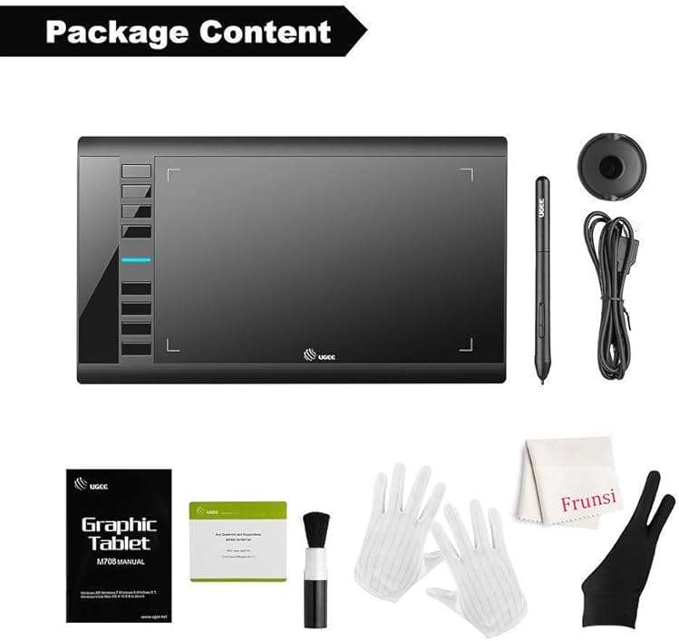 Drawing Tablet, UGEE M708 10 x 6 inch Large Drawing Tablet with 8 Hot Keys, Passive Stylus of 16384 Levels Pressure, Digital Graphics Art Tablet for PC Paint, Design, Art Creation Sketch - Image 8