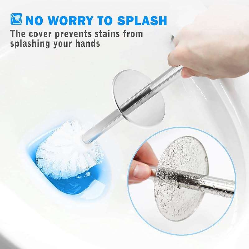 Toilet Brush and Holder, 2 Pack Toilet Brush with 304 Stainless Steel Long Handle, Toilet Bowl Brush for Bathroom Toilet-Ergonomic, Elegant,Durable (White) - Image 4