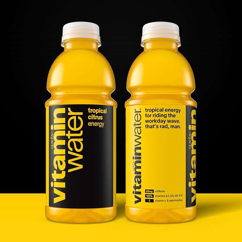 vitaminwater Energy Tropical Citrus Nutrient Enhanced Flavored Water Beverage, 20 fl oz Bottles, 12 Pack - Image 2