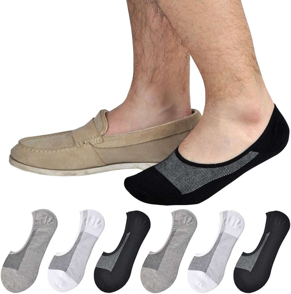 Jormatt Genuine Mens No Show Socks, Loafer Sneakers Low Cut Cotton Socks With Non Slip Grips - Image 1