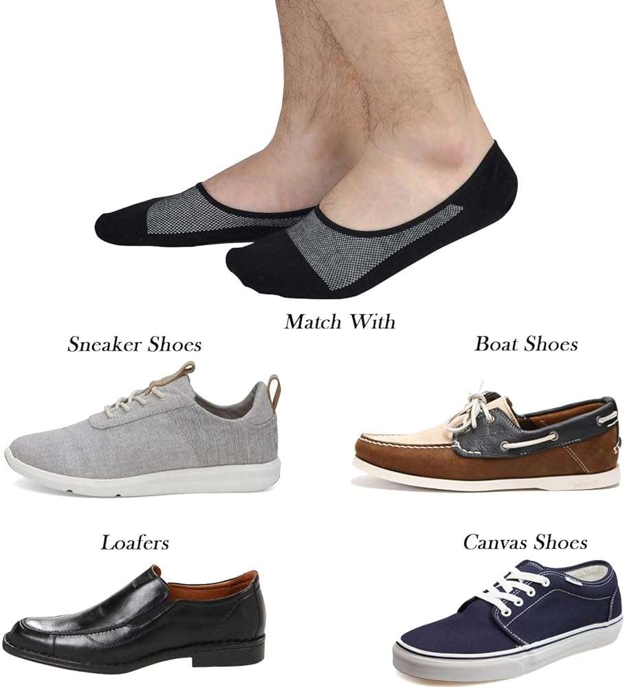 Jormatt Genuine Mens No Show Socks, Loafer Sneakers Low Cut Cotton Socks With Non Slip Grips - Image 2