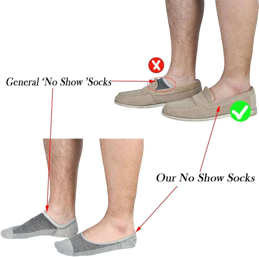 Jormatt Genuine Mens No Show Socks, Loafer Sneakers Low Cut Cotton Socks With Non Slip Grips - Image 4