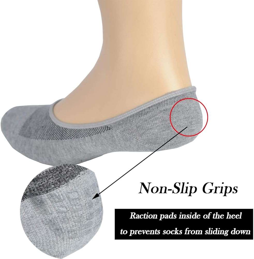 Jormatt Genuine Mens No Show Socks, Loafer Sneakers Low Cut Cotton Socks With Non Slip Grips - Image 5