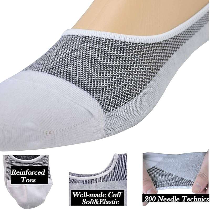 Jormatt Genuine Mens No Show Socks, Loafer Sneakers Low Cut Cotton Socks With Non Slip Grips - Image 6