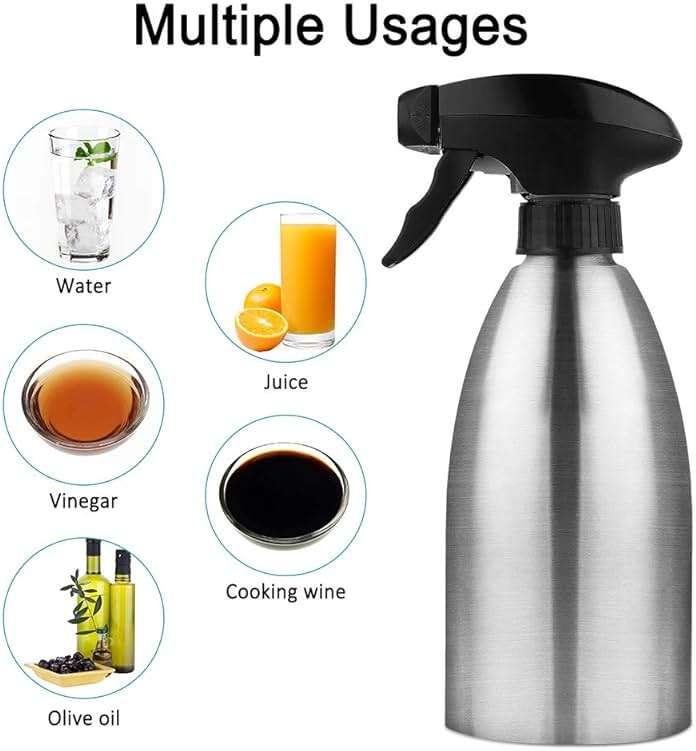 Accmor Olive Oil Sprayer, Vinegar Sprayer Dispenser, Safety Exquisitely Stainless Steel Container Seasoning Kitchenware Tools for BBQ, Cooking, Frying and Grilling (17oz (500ML)) - Image 6