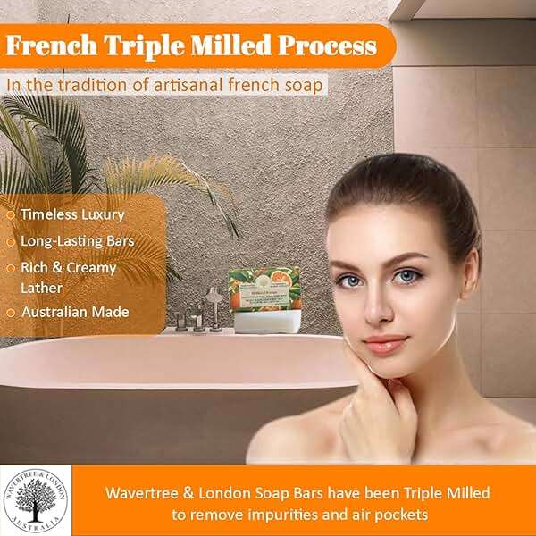 Wavertree & London Sicilian Orange Scented Natural Soap (2 Bars), 7oz Moisturizing French Triple Milled Soap Bars enriched with shea butter - Pure Plant Based Bath & Body Bars for All Skin Types - Image 3