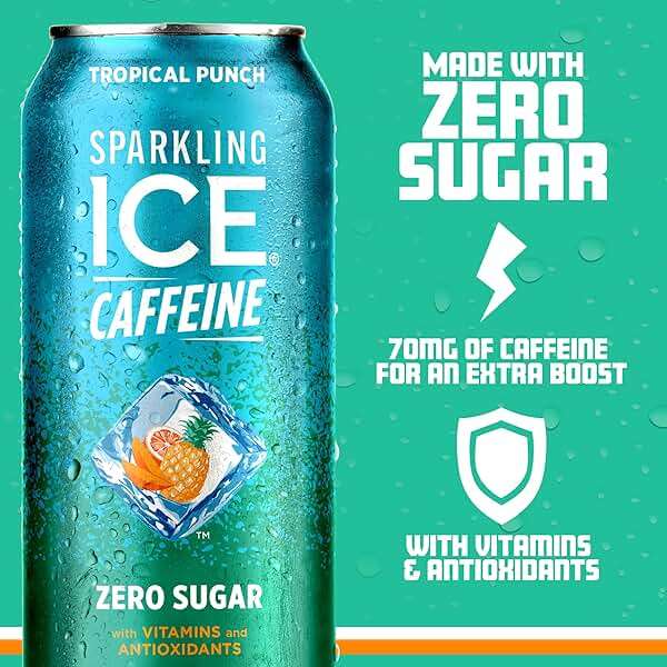 Sparkling Ice Caffeine Tropical Punch Sparkling Water with Caffeine, Zero Sugar, with Antioxidants and Vitamins,16 fl oz Cans (Pack Of 12) - Image 5