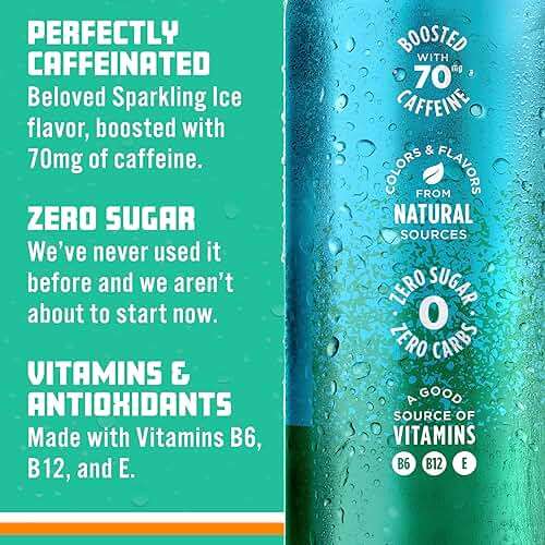 Sparkling Ice Caffeine Tropical Punch Sparkling Water with Caffeine, Zero Sugar, with Antioxidants and Vitamins,16 fl oz Cans (Pack Of 12) - Image 6
