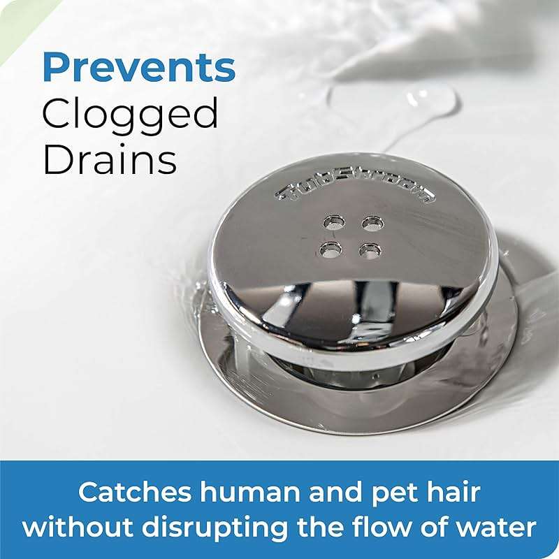 TubShroom Bathtub Drain Protector and Hair Catcher - 2 Pack, Chrome - Fits 1.5" - 1.75" Bathtub and Shower Drains - Image 3