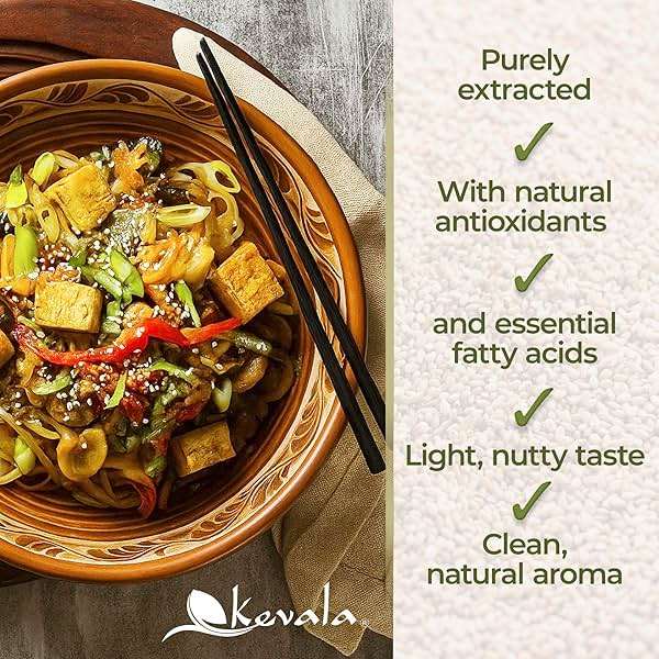 Kevala Organic Extra Virgin Sesame Oil – 12 oz, Good in Body Care and Hair Care, High Smoke Point Vegetable Oil for Cooking, Frying, and Baking, Made with Organic Sesame Seeds, Non-GMO and Kosher - Image 3