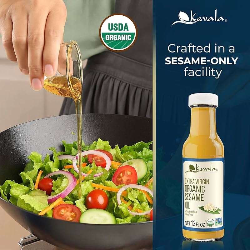 Kevala Organic Extra Virgin Sesame Oil – 12 oz, Good in Body Care and Hair Care, High Smoke Point Vegetable Oil for Cooking, Frying, and Baking, Made with Organic Sesame Seeds, Non-GMO and Kosher - Image 7