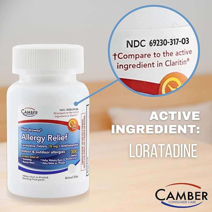 Camber Loratadine 10mg Allergy Pills, Antihistamine 24 Hour, Non Drowsy Allergy Relief (300 Tablets) - Image 4