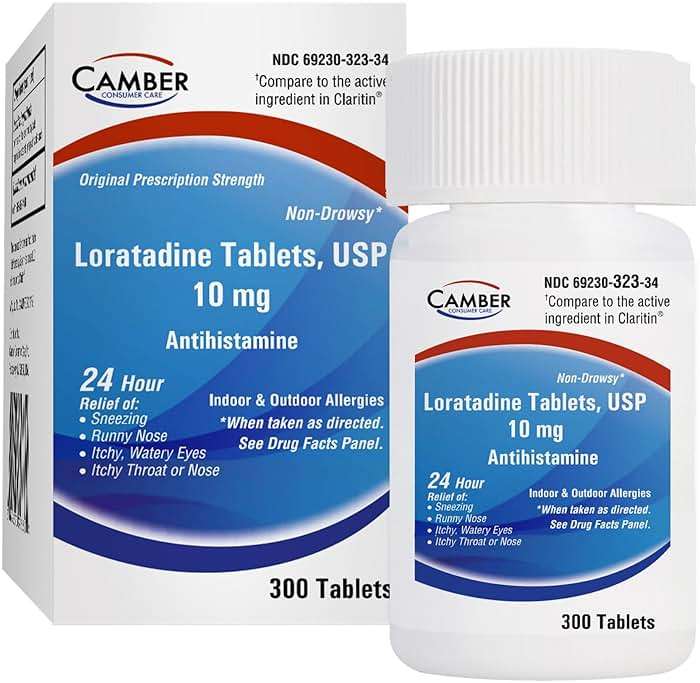 Camber Loratadine 10mg Allergy Pills, Antihistamine 24 Hour, Non Drowsy Allergy Relief (300 Tablets) - Image 7