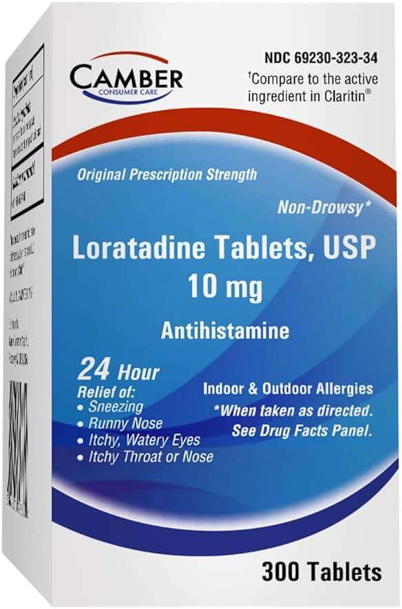 Camber Loratadine 10mg Allergy Pills, Antihistamine 24 Hour, Non Drowsy Allergy Relief (300 Tablets) - Image 8