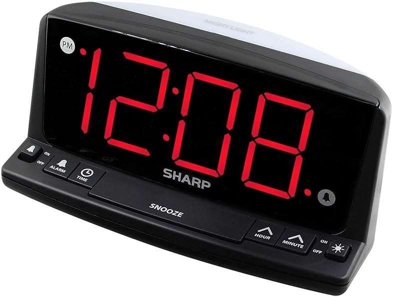 Sharp LED Digital Alarm Clock – Simple Operation - Easy to See Large Numbers, Built in Night Light, Loud Beep Alarm with Snooze, Bright Big Red Digit Display - Image 1
