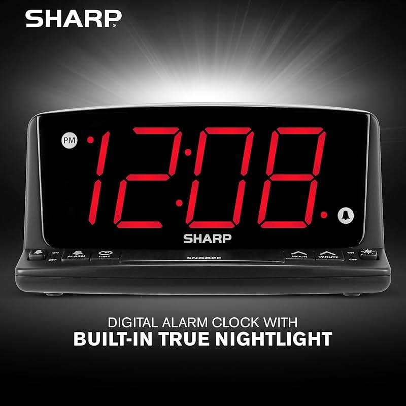 Sharp LED Digital Alarm Clock – Simple Operation - Easy to See Large Numbers, Built in Night Light, Loud Beep Alarm with Snooze, Bright Big Red Digit Display - Image 4