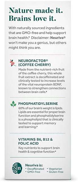NEURIVA Plus Brain Supplement for Memory and Focus Clinically Tested Nootropics for Concentration for Mental Clarity, Cognitive Enhancement Vitamins B6, B12, Phosphatidylserine 30 Capsules - Image 11