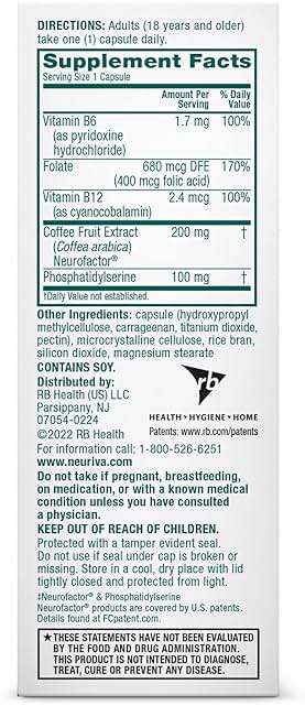NEURIVA Plus Brain Supplement for Memory and Focus Clinically Tested Nootropics for Concentration for Mental Clarity, Cognitive Enhancement Vitamins B6, B12, Phosphatidylserine 30 Capsules - Image 12