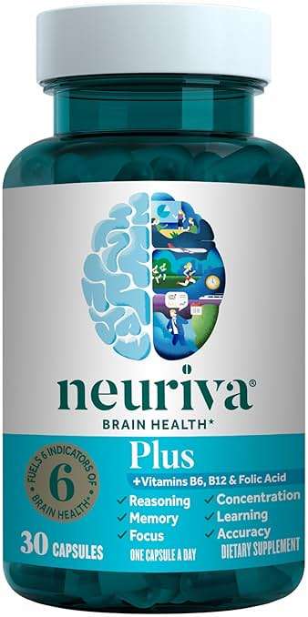 NEURIVA Plus Brain Supplement for Memory and Focus Clinically Tested Nootropics for Concentration for Mental Clarity, Cognitive Enhancement Vitamins B6, B12, Phosphatidylserine 30 Capsules - Image 20