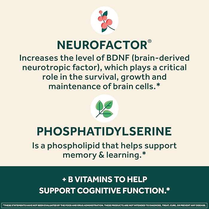 NEURIVA Plus Brain Supplement for Memory and Focus Clinically Tested Nootropics for Concentration for Mental Clarity, Cognitive Enhancement Vitamins B6, B12, Phosphatidylserine 30 Capsules - Image 4