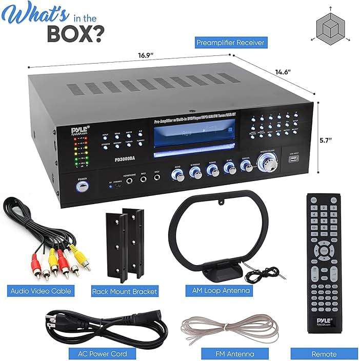 Pyle 4 Channel Bluetooth Home Amplifier - Front Loading DVD/CD Player - 3000W Peak Stereo Receiver - 2 Mic Inputs w/ Echo, FM Radio,Optical In,USB,RCA,Composite, LED Level Meter, Rack Mount - PD3000BA - Image 2