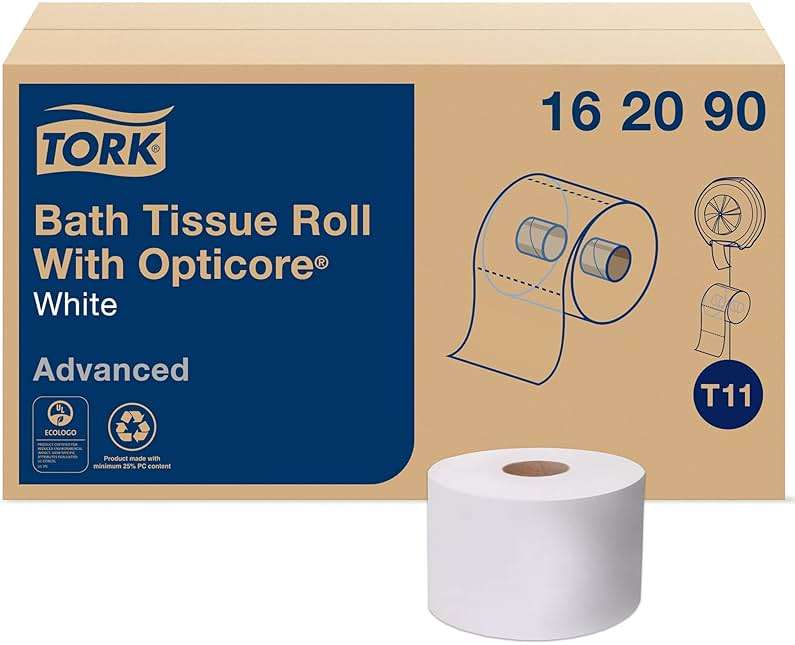 Tork OptiCore Mid-size Toilet Paper Roll White T11, Advanced, 2-ply, 36 x 865 sheets, 162090 - Image 1