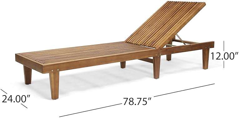 GDFStudio Outdoor Wooden Chaise Lounge, Set of 2 with Teak Finish - Image 3