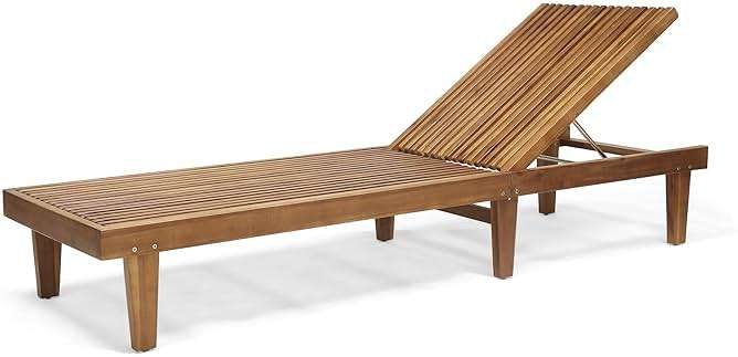 GDFStudio Outdoor Wooden Chaise Lounge, Set of 2 with Teak Finish - Image 7