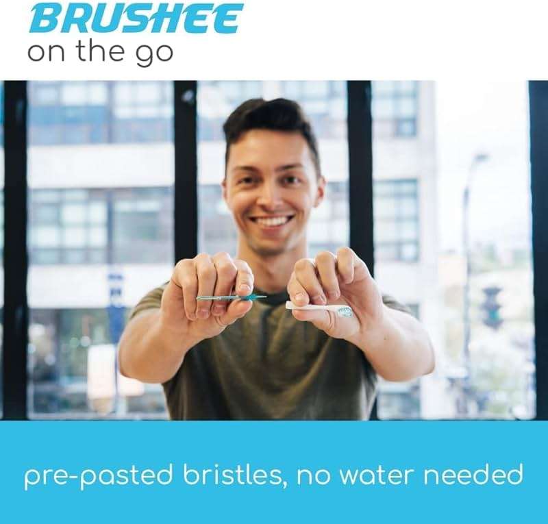 Brushee - The Evolution of Oral Care | 4-in-1 Tool (Paste + Brush + Floss + Pick) | Individually Wrapped | Disposable | Prepasted Travel Toothbrushes | Small Adult Toothbrush - (24-Pack) - Image 4
