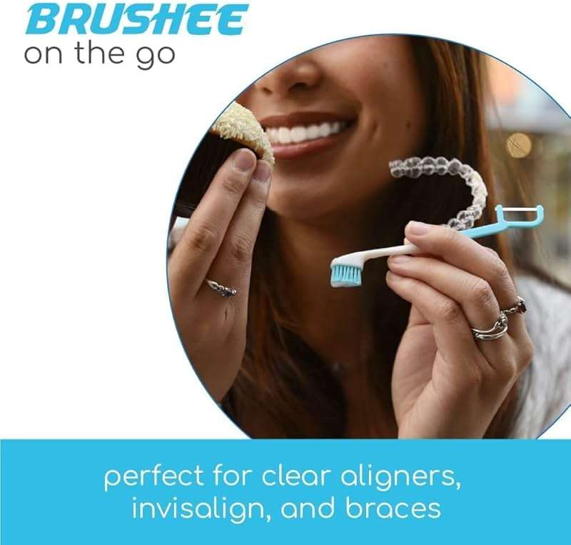 Brushee - The Evolution of Oral Care | 4-in-1 Tool (Paste + Brush + Floss + Pick) | Individually Wrapped | Disposable | Prepasted Travel Toothbrushes | Small Adult Toothbrush - (24-Pack) - Image 7
