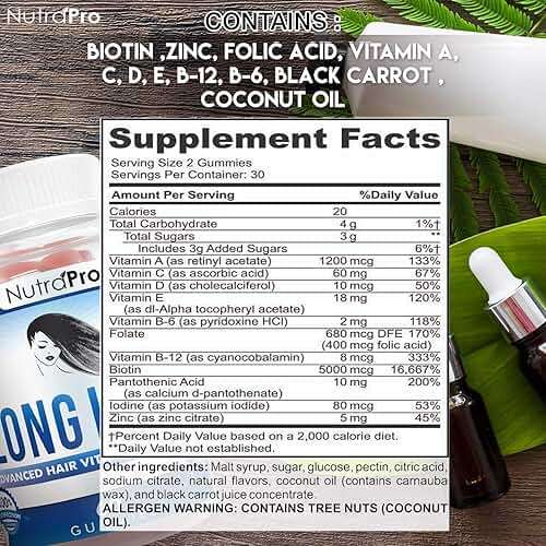 NutraPro Long Hair Gummies – Anti-Hair Loss Supplement for Faster Hair Growth of Weak, Thinning Hair – Grow Long Thick Hair & Increase Hair Volume with Biotin and 10 Hair Vitamins.for Men and Women. - Image 8