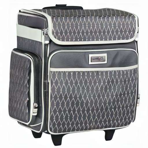 Everything Mary Rolling Scrapbook Storage Tote – Grey/White Diamond Craft Case for Paper, Binders, Beads, Scissors & Supplies – Telescoping Handle with Dual Wheels - Image 11