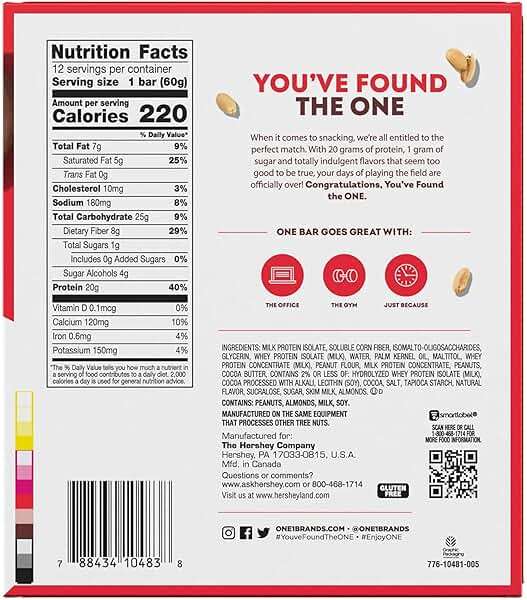 ONE Protein Bars, Peanut Butter Cup, Gluten Free with 20g Protein and 1g Sugar, Pantry Staples, 2.12 oz (12 Count) - Image 2