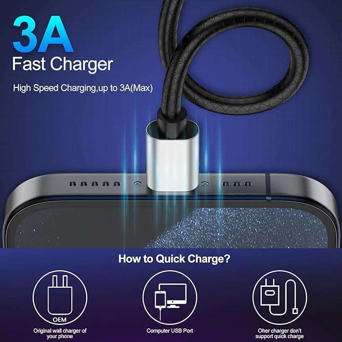 USB Type C Cable 10ft, [2 Pack] USB A 2.0 to USB-C 10 ft Type C Fast Charger Extra Long Durable TPE USBC to USBA Cord for iPhone 17/16/15 Pro Plus Pro Max Samsung Galaxy A10/A20/A51/S10/S9 Plus/Note 9 - Image 3