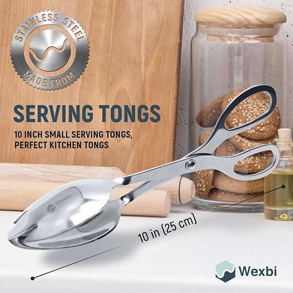 Salad Tongs 10-Inch – Heavy Duty Stainless Steel Serving Tongs for Salad, BBQ, Buffet, Kitchen & Party Use - Image 4
