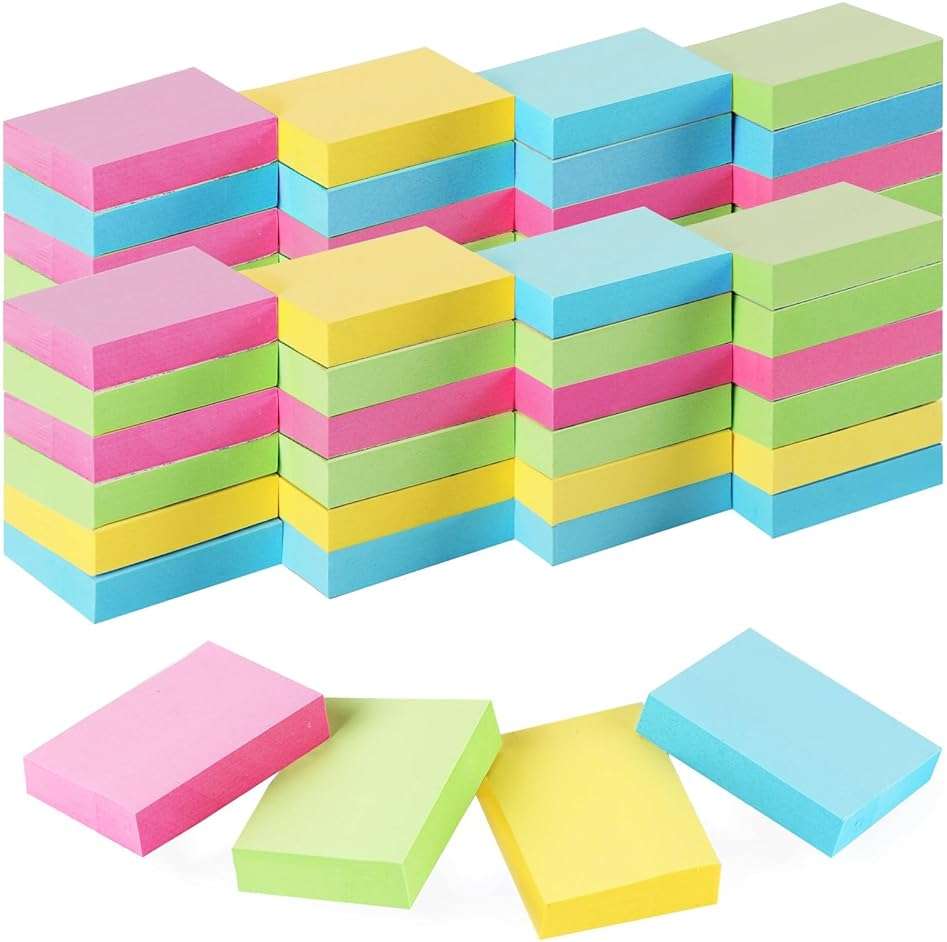 Umikk 50 Pack Mini Sticky Notes 1.5x2 in, 5000 Sheets Small Self-Stick Note, 4 Colors Sticky Pad Bulk, Easy to Post for Office, School, Home - Image 1